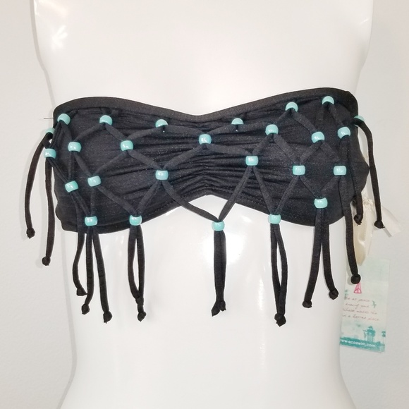 Eco Peace Beaded Fringe Bandeau Bikini Top New Sm - Picture 3 of 7